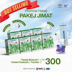 PAKEJ JIMAT (7 KOTAK BIOKENAF + 1 KOTAK POSTBIOTIC + 1 TUMBLER)